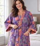 Floral cotton kimono robe for women