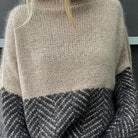 Colorblock chevron mock neck sweater for women