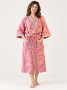 Floral cotton kimono robe for women
