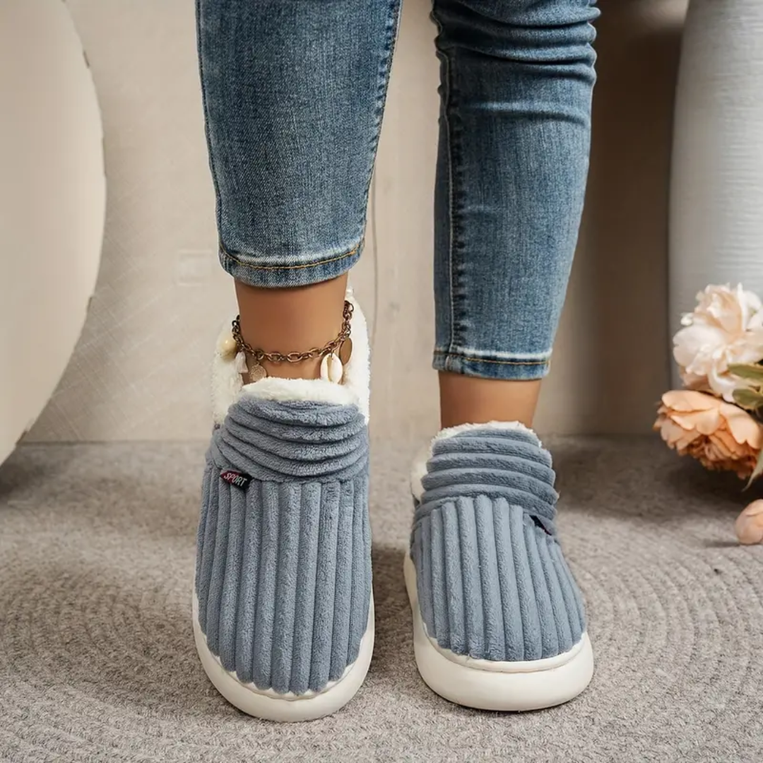 Ribbed fleece lined slippers for women