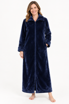 Zip-up fleece robe for women