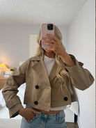 Cropped tailored pea coat for women