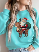 Christmas sweater with Santa and reindeer print for women