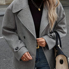 Notched lapel pea coat for women