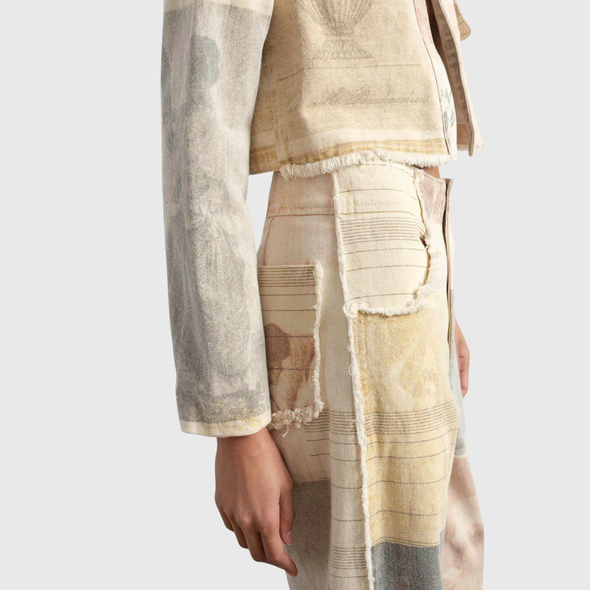 Collage print wide leg jeans for women