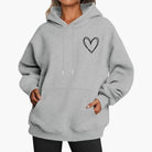 Heart print oversized hoodie for women