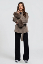 Relaxed fit wool-look belted coat for women