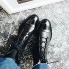 Lace-up leather ankle boots for women