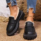 Sherpa-lined chunky platform loafers for women
