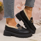 Sherpa-lined chunky platform loafers for women