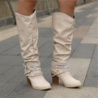Studded slouch knee high boots for women