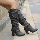 Studded slouch knee high boots for women