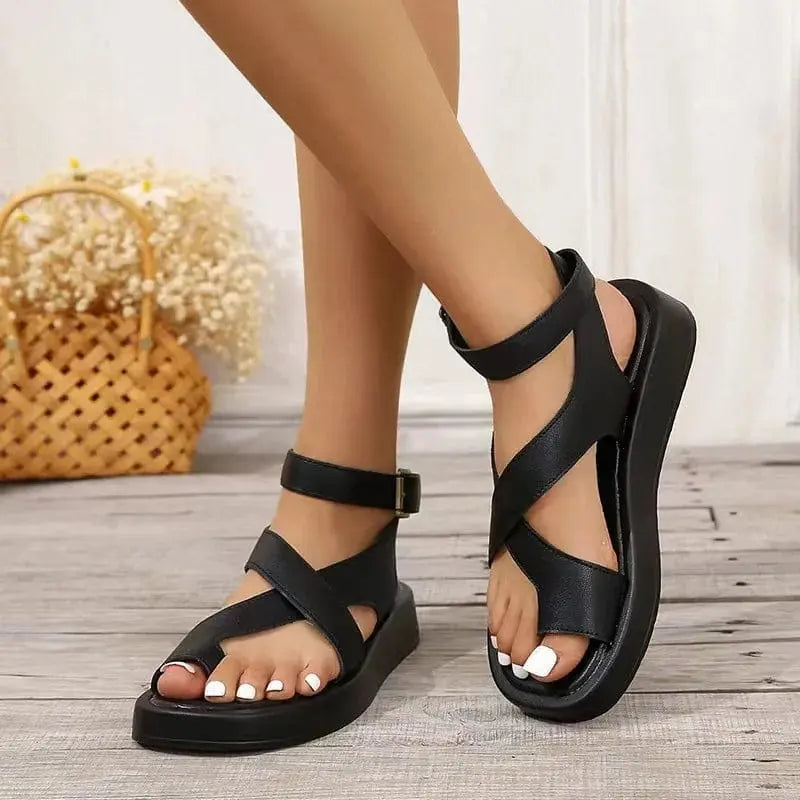 Sandalias Mujer Cuero Sintético Suela de Goma Antideslizante Acolchadas Caminar Casual Cinco Colores