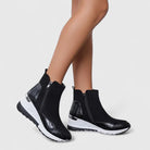 Suede-look side zip wedge boots for women
