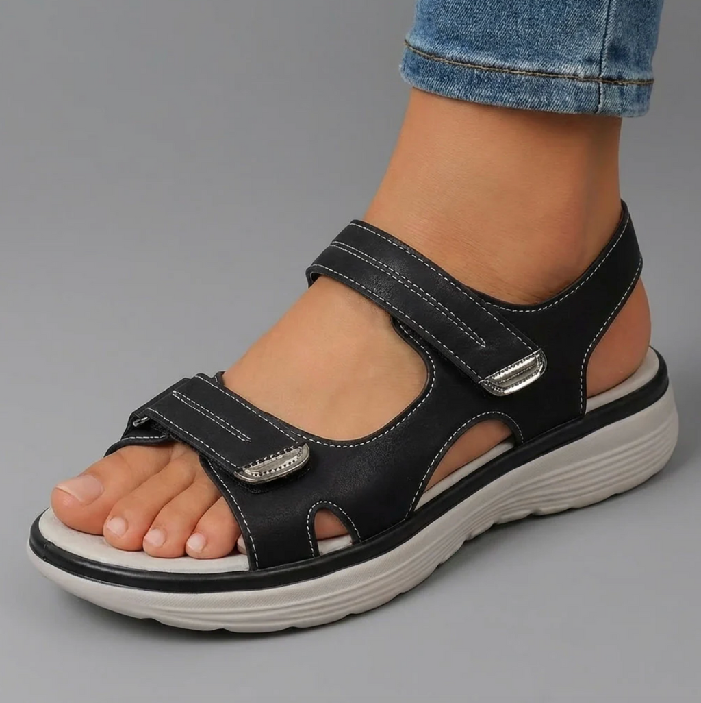 Sandalias Mujer Cierre Velcro Ajustable Punta Ancha Suela Antideslizante Livianas Caminar Cinco Colores