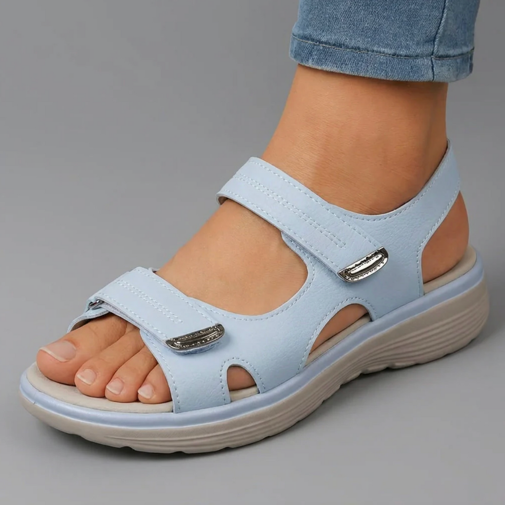 Sandalias Mujer Cierre Velcro Ajustable Punta Ancha Suela Antideslizante Livianas Caminar Cinco Colores