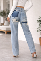 Distressed wide leg jeans for women