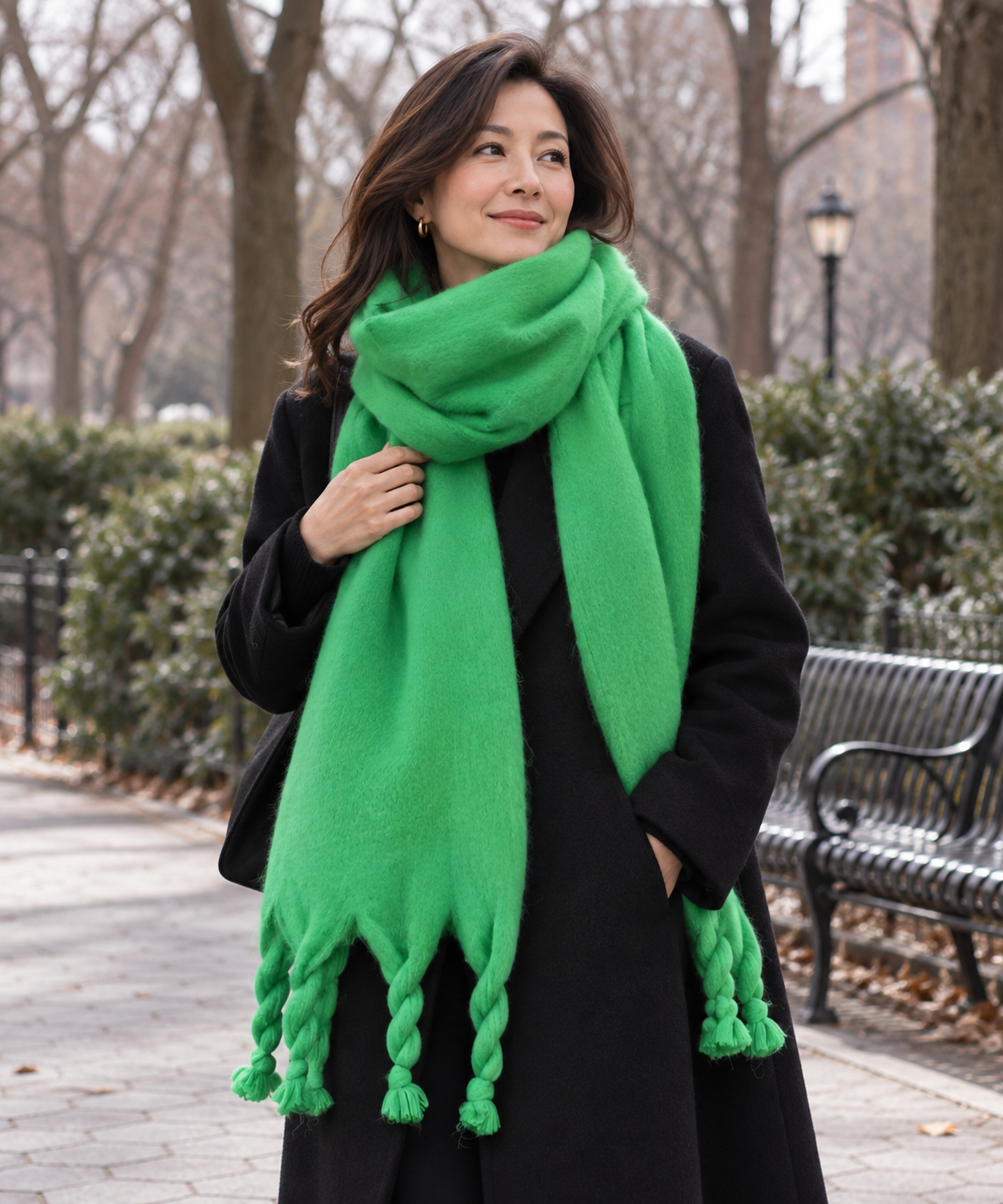 Chunky twisted tassel scarf for women