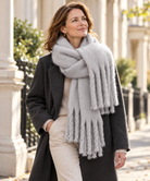Fluffy fringe blanket scarf for women