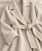 Long wrap wool-look belted coat for women
