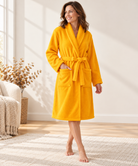 Waffle coral fleece robe for women