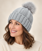 Chunky knit pom-pom beanie for women