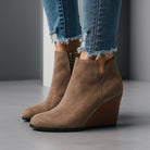 cut-out wedge boots for women