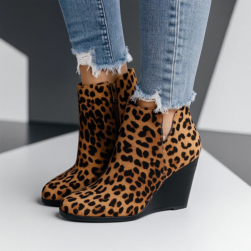 cut-out wedge boots for women