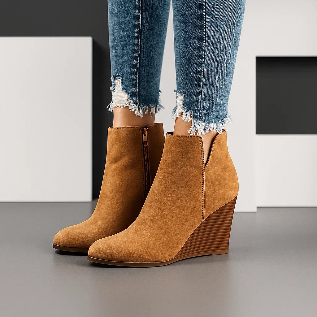 cut-out wedge boots for women