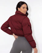 Funnel neck cropped puffer jacket for women