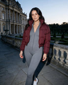 Funnel neck cropped puffer jacket for women