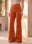 Flared corduroy trousers for women