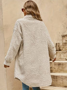 Oversized longline teddy coat for women