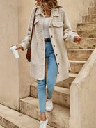 Oversized longline teddy coat for women