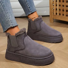Faux fur-lined suede-look platform ankle boots for women