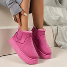 Faux fur-lined suede-look platform ankle boots for women
