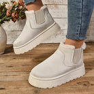 Faux fur-lined suede-look platform ankle boots for women