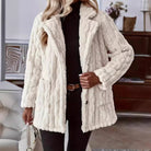 Cable texture teddy coat for women