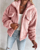 Chest pocket teddy jacket for women