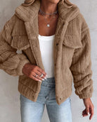Chest pocket teddy jacket for women