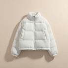 Corduroy cropped puffer jacket for women