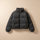 Corduroy cropped puffer jacket for women