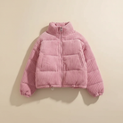 Corduroy cropped puffer jacket for women