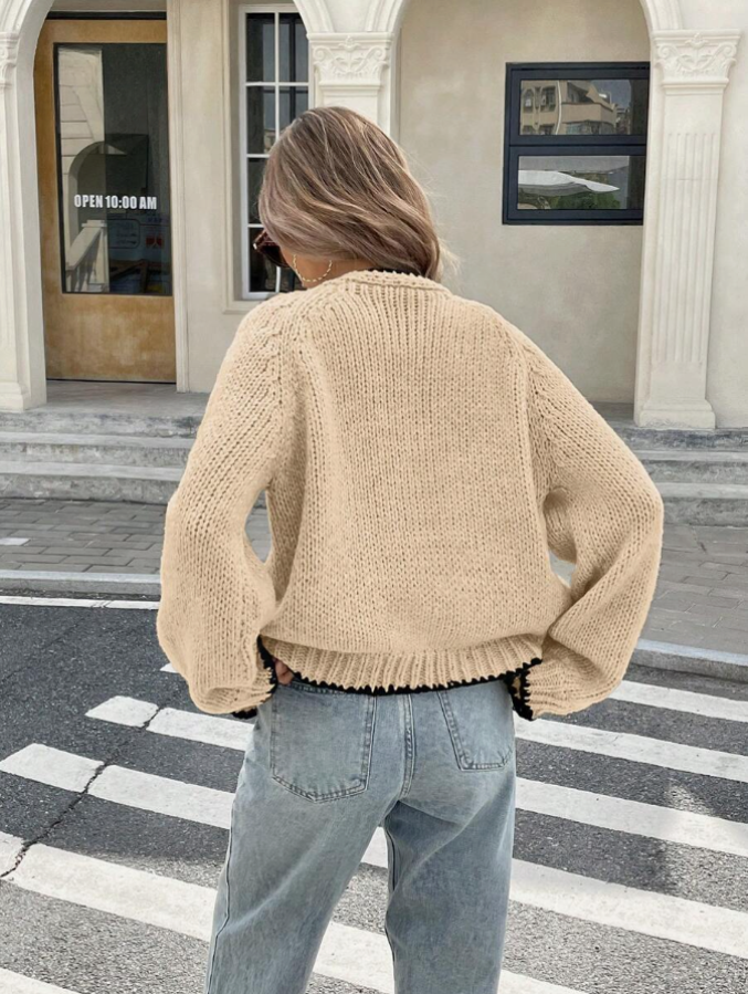Bow front scalloped cropped cardigan for women