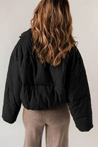 Drawcord hem cropped puffer jacket for women