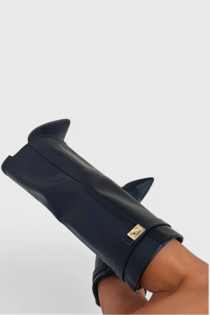 Fold-over knee-high boots women