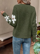 Floral oversized sweater in blue, gray, khaki, pink and green for women