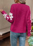 Floral oversized sweater in blue, gray, khaki, pink and green for women