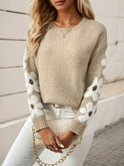 Floral oversized sweater in blue, gray, khaki, pink and green for women