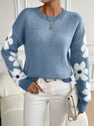 Floral oversized sweater in blue, gray, khaki, pink and green for women